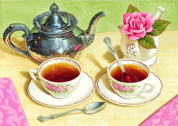 Чашка чая с утра с пожеланиями