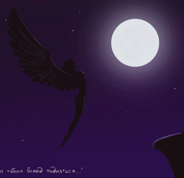 Ангел с луной ночью