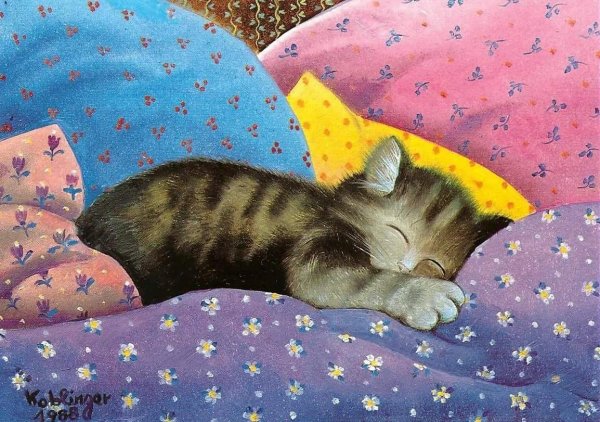 Доброй ночи с котиками рисованные