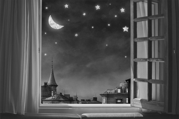 Ночь и луна за окном