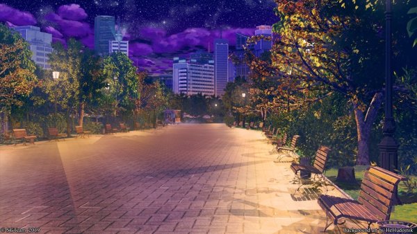 Улица аниме ночью
