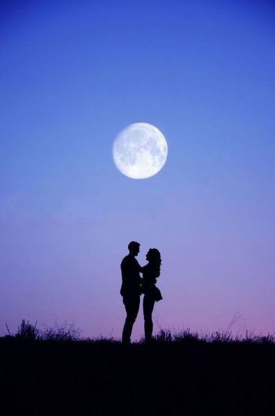 Влюбленные ночью при луне