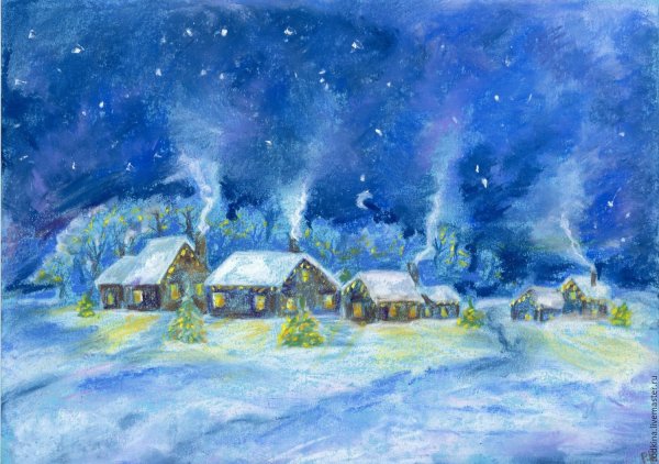 Зимняя ночь в деревне никитин