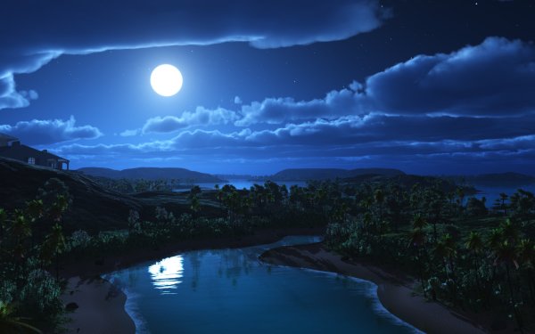 Красивые лунный вечер