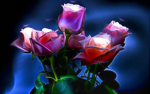 Красивые с розами добрый вечер женщине