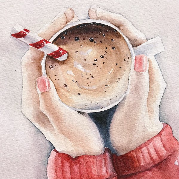 Утро с кофе рисованные