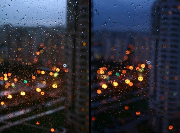 Вечер за окном в дождь