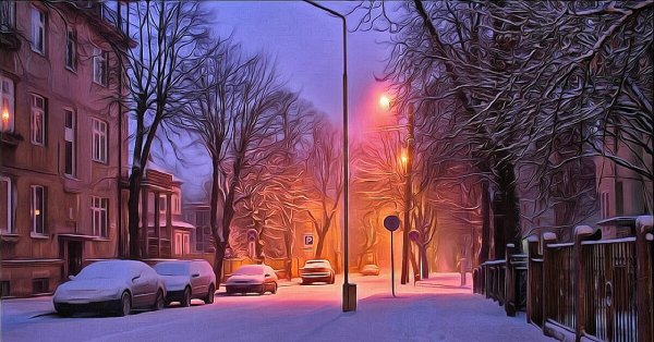 Зима город утром