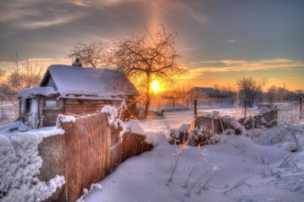 Зимнее утро в селе