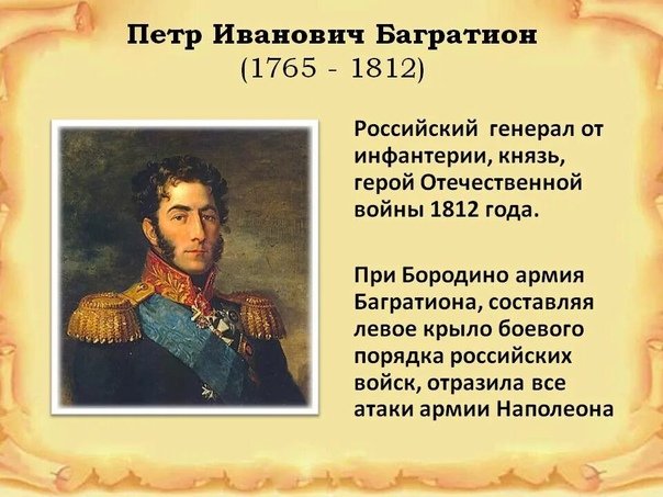 день памяти российского полководца п. и. багратиона 25 сентября